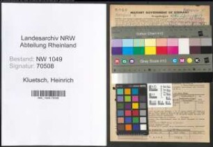 Entnazifizierung Heinrich Kluetsch , geb. 01.07.1905 (Landwirt)