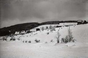 Winter im Erzgebirge. Übungshügel (Skilauf) bei Zinnwald