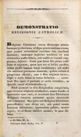 Institutiones theologicae, 2. Complectens demonstrationem catholicam