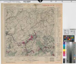 Katasteramt Olpe  Kreis Olpe, Meßtischblatt Altenhundem 4814, Farbige Einzeichnung mit Namensliste