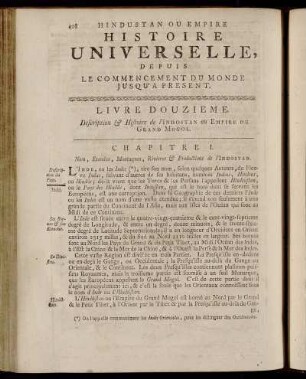 Livre Douzieme. Description & Histoire de l´Indostan ou Empire du Grand Mogol.