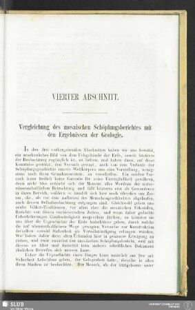 Vierter Abschnitt. Vergleichung des mosaischen Schöpfungsberichtes mit den Ergebnissen der Geologie