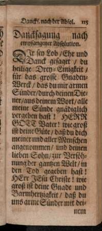 Dancksagung nach empfangener Absolution