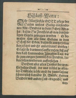 Schluß-Worte: