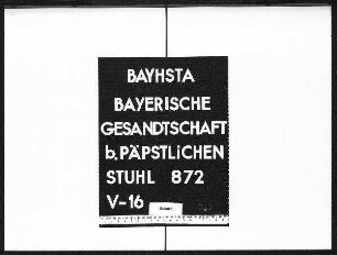 Die Ernennung von Monsignore Carlo Caputo zum Apostolischen Nuntius in München, die Abberufung des Uditore Monsignore Alberto Vassallo di Torregrossa, die Erkrankung des Nuntius sowie die Frage seiner Nachfolge