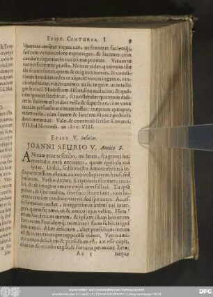 Epist. V. Insulas. Ioanni Seurio V. Amico S.