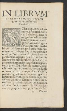 In Librum Schematum, Et Troporum Bedae presbyteri.