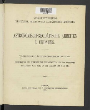 [2]: Telegraphische Längenbestimmungen in den Jahre 1887