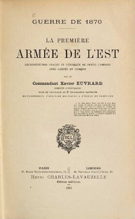La première armée de l'Est
