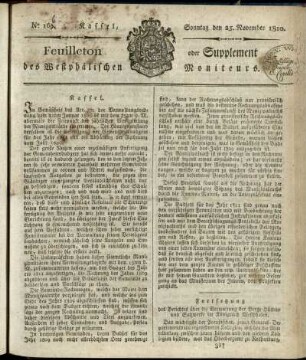 No. 169 [i.e. 166], Sonntag den 25. November 1810