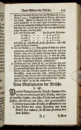 Vom Multipliciren der Brüche.
