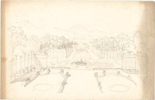 Thiersch, August ; Reiseskizzen - Schlossanlage Herrenchiemsee (Perspektive)
