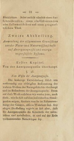 Erstes Kapitel. Von der Anorganognosie überhaupt