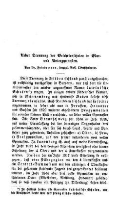 Ueber Trennung der Gelehrtenschulen in Ober- und Untergymnasien