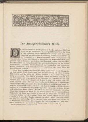 Der Amtsgerichtsbezirk Weida. [Einleitung]