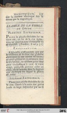 Examen de la phiole de Leyde