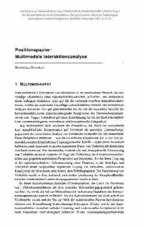 Positionspapier: Multimodale Interaktionsanalyse