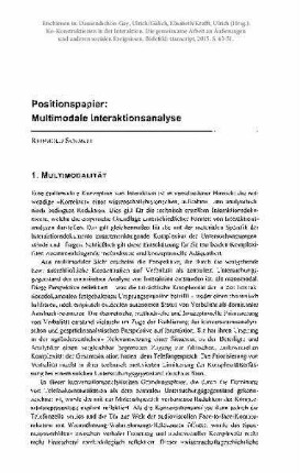 Positionspapier: Multimodale Interaktionsanalyse