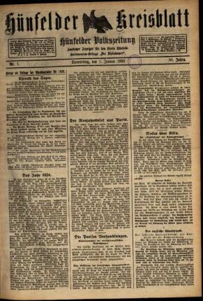 Ausgabe vom Donnerstag, den 01. Januar 1925.