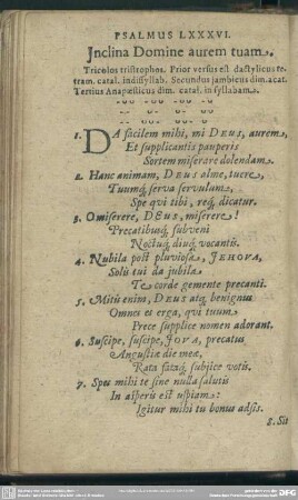 Psalmus LXXXVI. Inclina Domine aurem tuam
