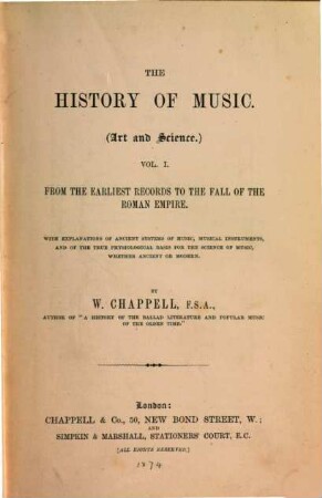 The history of music : (art and science), 1. From the earliest records to the fall of the Roman Empire