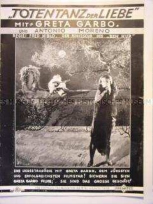 Programmheft zu dem amerikanischen Spielfilm "Totentanz der Liebe" mit Greta Garbo