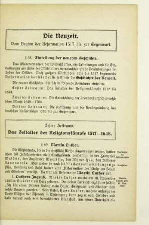 Die Neuzeit. Vom Beginn der Reformation 1517 bis zur Gegenwart