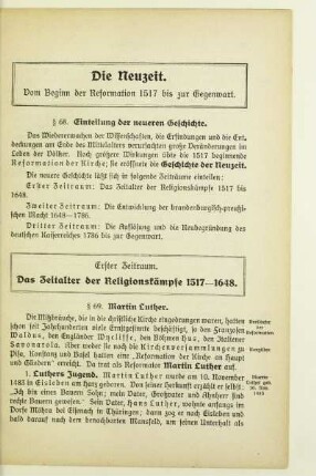 Die Neuzeit. Vom Beginn der Reformation 1517 bis zur Gegenwart
