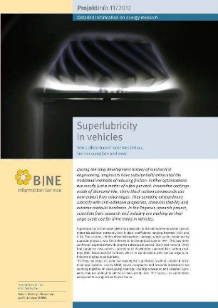 Superlubricity in vehicles. New carbon-based materials reduce fuel consumption and wear.