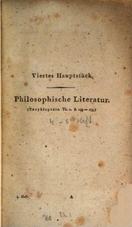Versuch einer systematischen Enzyklopaedie der Wissenschaften, 3,4. Philosophische Literatur