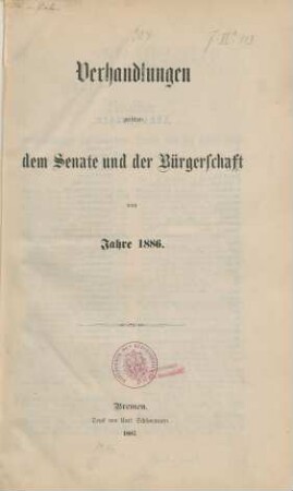 1886: Verhandlungen zwischen dem Senat und der Bürgerschaft