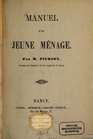 Manuel d'un jeune ménage