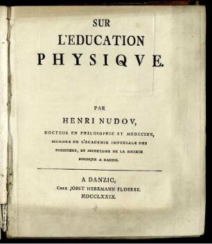 Sur L'Education Physique.