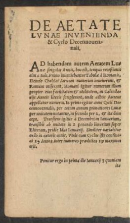 De Aetate Lunae Invenienda & Cyclo Decennovennali.