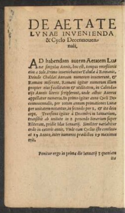 De Aetate Lunae Invenienda & Cyclo Decennovennali.