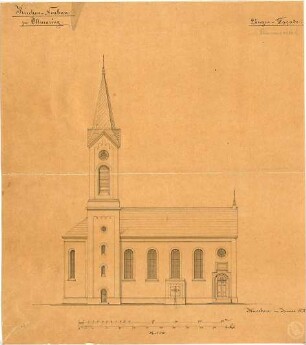 Klumpp, Karl F. A.; Ottmaring; Kirchen-Neubau - Aufriss