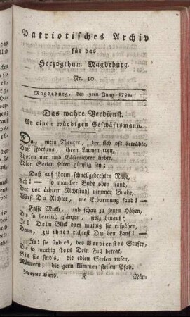 Nr. 10. Magdeburg, den 9ten Juny 1792