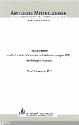 Frauenförderplan des Zentrums für Informations- und Medientechnologien (IMT) der Universität Paderborn : vom 29. November 2013