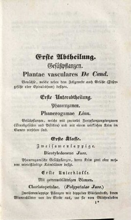 Lehrbuch der Botanik, 3,1. Specielle Botanik I