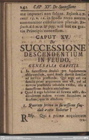 Caput XV. De Successione Descendentium In Feudo