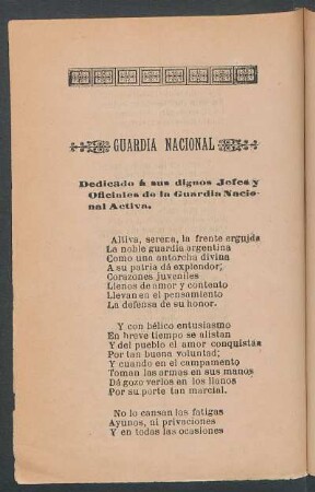 Guardia Nacional : Dedicado á sus dignos jefes y oficiales de la Guardia Nacional activa