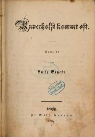 Unverhofft kommt oft : Novelle von Luise Ernesti