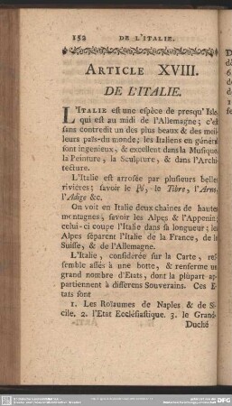 Article XVIII. De L'Italie