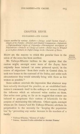 Chapter XXVII. Polyandry - its cause