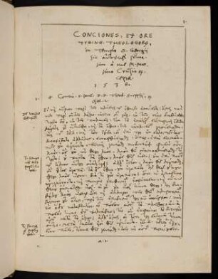 1-515, Conciones, ex ore Tybing. Theologorum, in Templo S. Georgij...1578