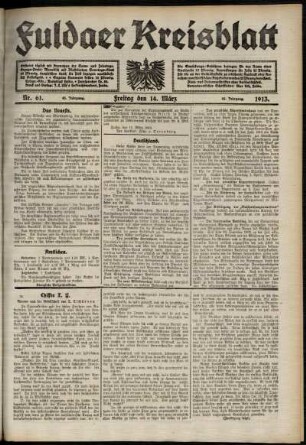 Ausgabe vom Freitag, den 14. März 1913.