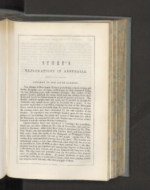Sturt's explorations in Australia.
