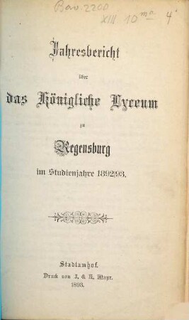 Jahres-Bericht. 1892/93