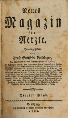 Neues Magazin für Ärzte. 4. 1782