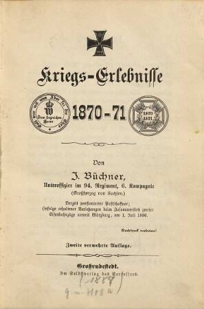 Kriegs-Erlebnisse 1870-71